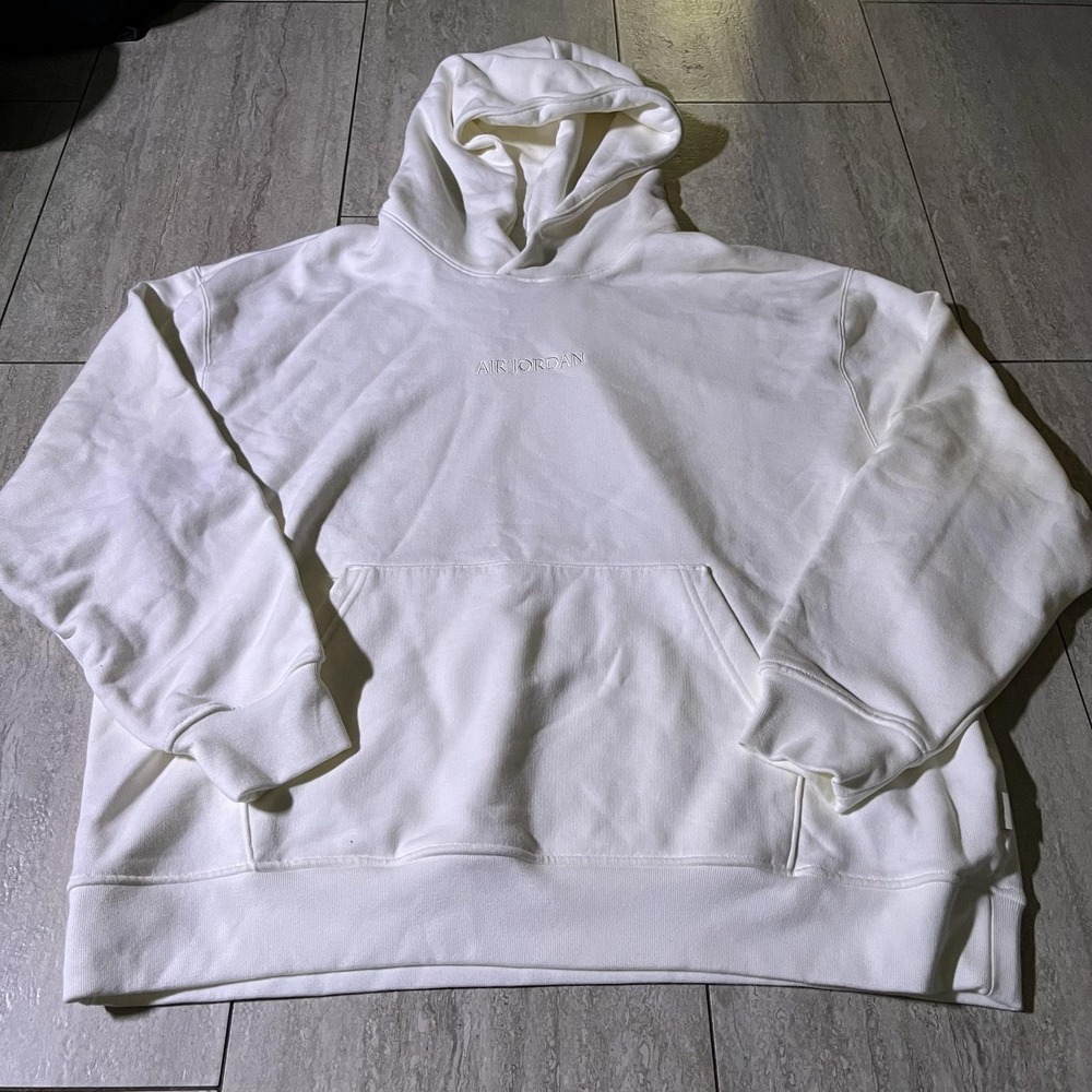 Jordan Hoodie Mens 2XL White Air Jordan Embroidered Pullover FZ3952-133 New